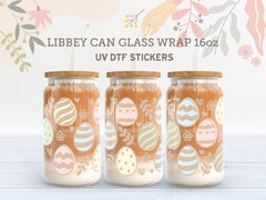 Easter Egg UV DTF Wrap for 16oz Libbey Glass | Spring Cup Sticker UV095