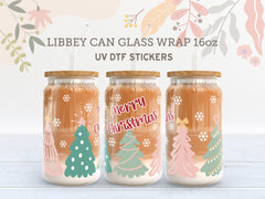 Christmas Libbey Glass Can Wrap Sticker – UV DTF, 16oz Cup Decal UV028