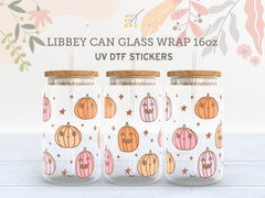 Pastel Pumpkin Halloween UV DTF Wrap for 16oz Libbey Glass Can UV031