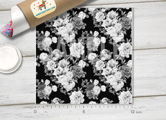 Black Rose Flowers Patterned Adhesive Vinyl 722