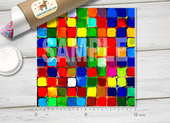 Rainbow Paint tiles Mosaic Patterned HTV 072
