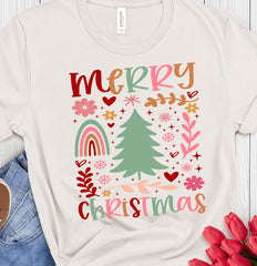 Merry Christmas Rainbow DTF Transfer, Ready to Press DTF476 - Donkey Craft Vinyl