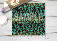 Teal and Gold Leopard Adhesive Vinyl 1634