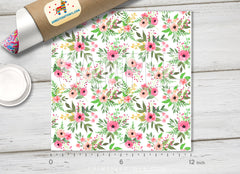Pink Floral Adhesive Vinyl 1383 - Donkey Craft Vinyl