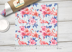 Flower Flamingos Pattern Adhesive Vinyl 675 - Donkey Craft Vinyl