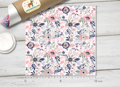 Navy and Pink Floral Adhesive Vinyl 1506