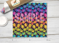 Rainbow Cannabis Leaf Adhesive Vinyl 1313 - Donkey Craft Vinyl