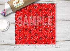 Red Ladybug Polka Dot Pattern Adhesive Vinyl Adhesive Vinyl 1335 - Donkey Craft Vinyl