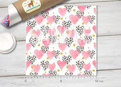 Pink Heart and Leopard Adhesive Vinyl 1425 - Donkey Craft Vinyl