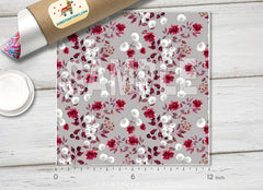 Burgundy Floral Adhesive Vinyl 1364 - Donkey Craft Vinyl