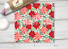 Christmas Poinsettia Floral Patterned Adhesive Vinyl X009