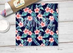 Tropical Hibiscus Flowers Patterned Adhesive Vinyl 913