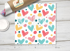 Pastel Heart Pattern Adhesive Vinyl 1084