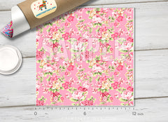 Vintage Pink Rose Floral Pattern HTV 1529