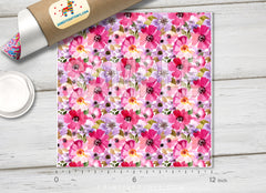 Watercolor Flower Printed Faux Leather 038