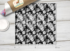 Black Rose Flowers Patterned Adhesive Vinyl 722