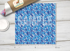 Blue Hawaiian Hibiscus Patterned Adhesive Vinyl 934