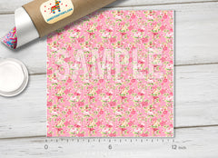 Vintage Pink Rose Floral Pattern HTV 1529