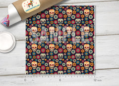 Sugar Skulls Flowers Pattern Adhesive Vinyl 605