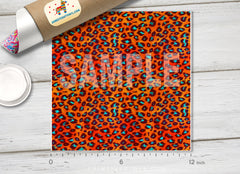 Orange & Turquoise Leopard Print Adhesive Vinyl 1314 - Donkey Craft Vinyl