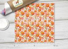 Fall Watercolor Pumpkin Floral Pattern HTV 1551