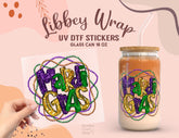 Mardi Gras UV DTF Wrap | 16oz Libbey Glass Cup Sticker UV071