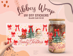 Howdy Christmas UV DTF Libbey Glass Wrap 16oz – Santa Sticker UV056