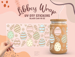 Easter Egg UV DTF Wrap for 16oz Libbey Glass | Spring Cup Sticker UV095