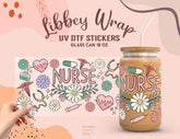 Nurse Appreciation UV DTF Libbey Glass Wrap | 16oz Floral Cup Sticker UV046
