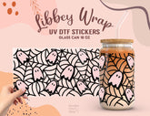 Pink Ghost & Spider Web UV DTF Wrap for 16oz Libbey Glass Can UV033