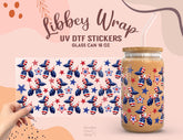 Patriotic Balloon Dog UV DTF Wrap for 16oz Libbey Glass UV123
