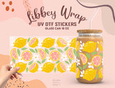 Lemon Grapefruit UV DTF Wrap | 16oz Libbey Glass Cup Sticker UV077