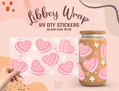 Heart Macaron UV DTF Wrap | 16oz Libbey Glass Cup Sticker UV082