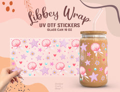Seashell & Starfish UV DTF Wrap for 16oz Libbey Glass UV129