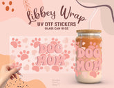 Dog Mom UV DTF Wrap for 16oz Libbey Glass | Paw Print Cup Sticker UV094