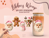 Pink Christmas UV DTF Wrap for 16oz Libbey Glass – Cute Knit Holiday Design UV195