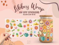 Garden Flowers UV DTF Libbey Glass Wrap | 16oz Cup Sticker UV041