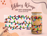 Christmas Lights UV DTF Libbey Glass Wrap | 16oz Cup Sticker UV034