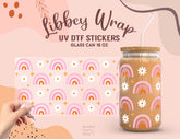 Rainbow Daisy UV DTF Wrap | 16oz Libbey Glass Cup Sticker UV081