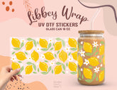 Lemon Floral UV DTF Cup Wrap | 16oz Libbey Glass Can Adhesive Sticker UV047