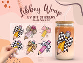 Pencil Bow UV DTF Wrap | 16oz Libbey Glass Cup Sticker UV079