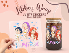 Kpop Demon Hunters Huntrix Libbey Glass Wrap | 16oz UV DTF Cup Sticker UV188