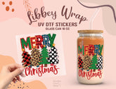 Merry Christmas UV DTF Libbey Wrap – 16oz Glass Can Sticker UV062
