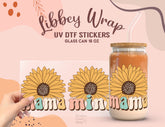 Sunflower Mama UV DTF Wrap for 16oz Libbey Glass Cup UV104