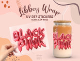 BlackPink Balloon Letter UV DTF Wrap for 16oz Libbey Glass | Glam Style UV141