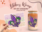 Mardi Gras Fleur-de-Lis UV DTF Wrap | 16oz Libbey Glass Sticker UV078
