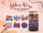 Birthday UV DTF Wraps for 16oz Libbey Glass | Happy Birthday Cup Stickers UV112