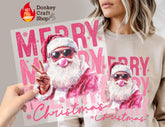Cool Pink Santa Merry Christmas DTF Transfer, Ready to Press DTF624 - Donkey Craft Vinyl