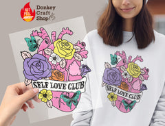 Anti Valentine Self Love Club DTF Transfer, Ready for Press Heat Press Transfers DTF251