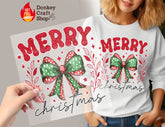 Merry Christmas Coquette DTF, Ready for Press, Heat Press Transfers DTF433